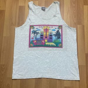 Vintage King Cotton South Beach Art Deco Tank Top Men XL Made in USA